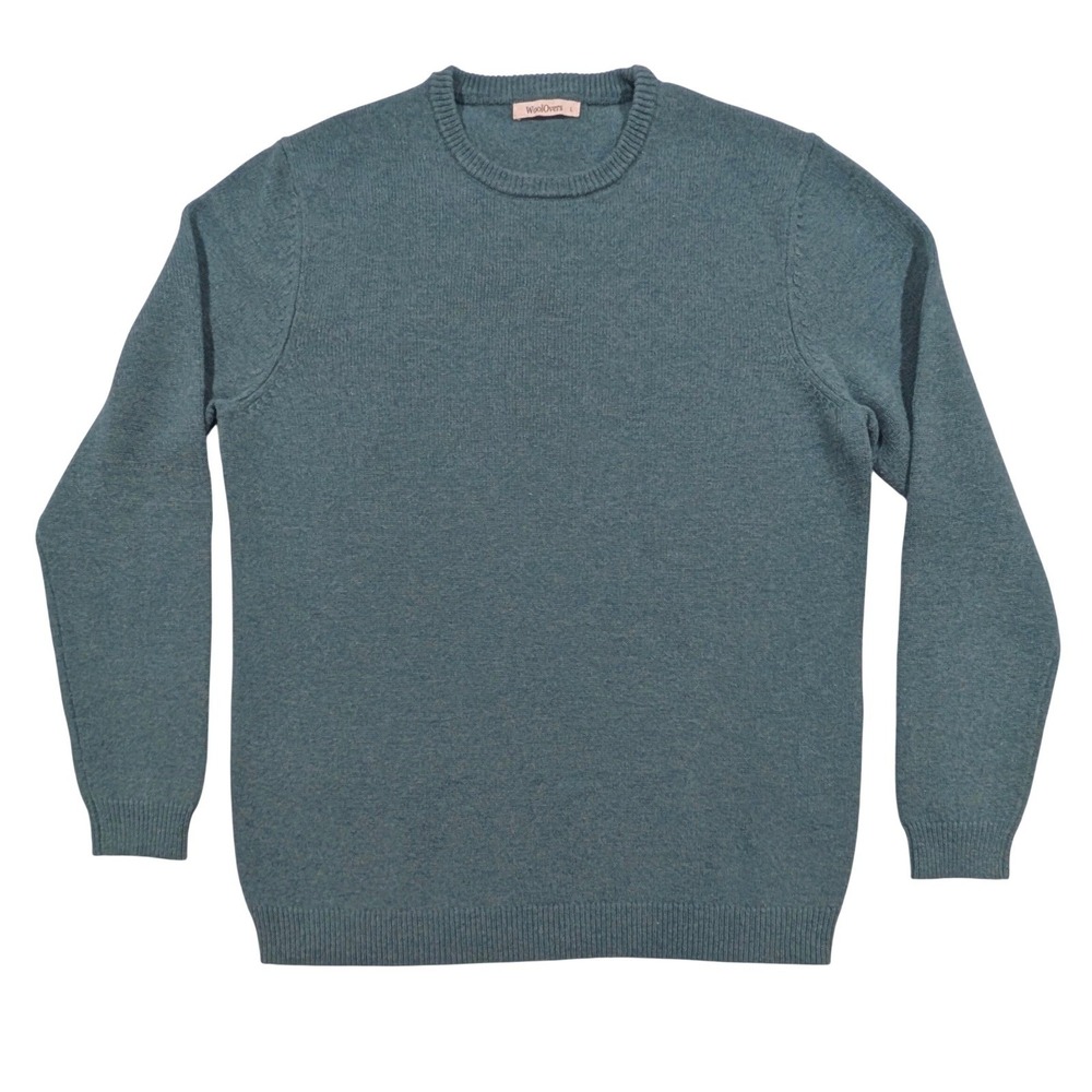 WoolOvers Sweater Lambswool Blue Teal Unisex Crewneck Pullover Long Sleeve L